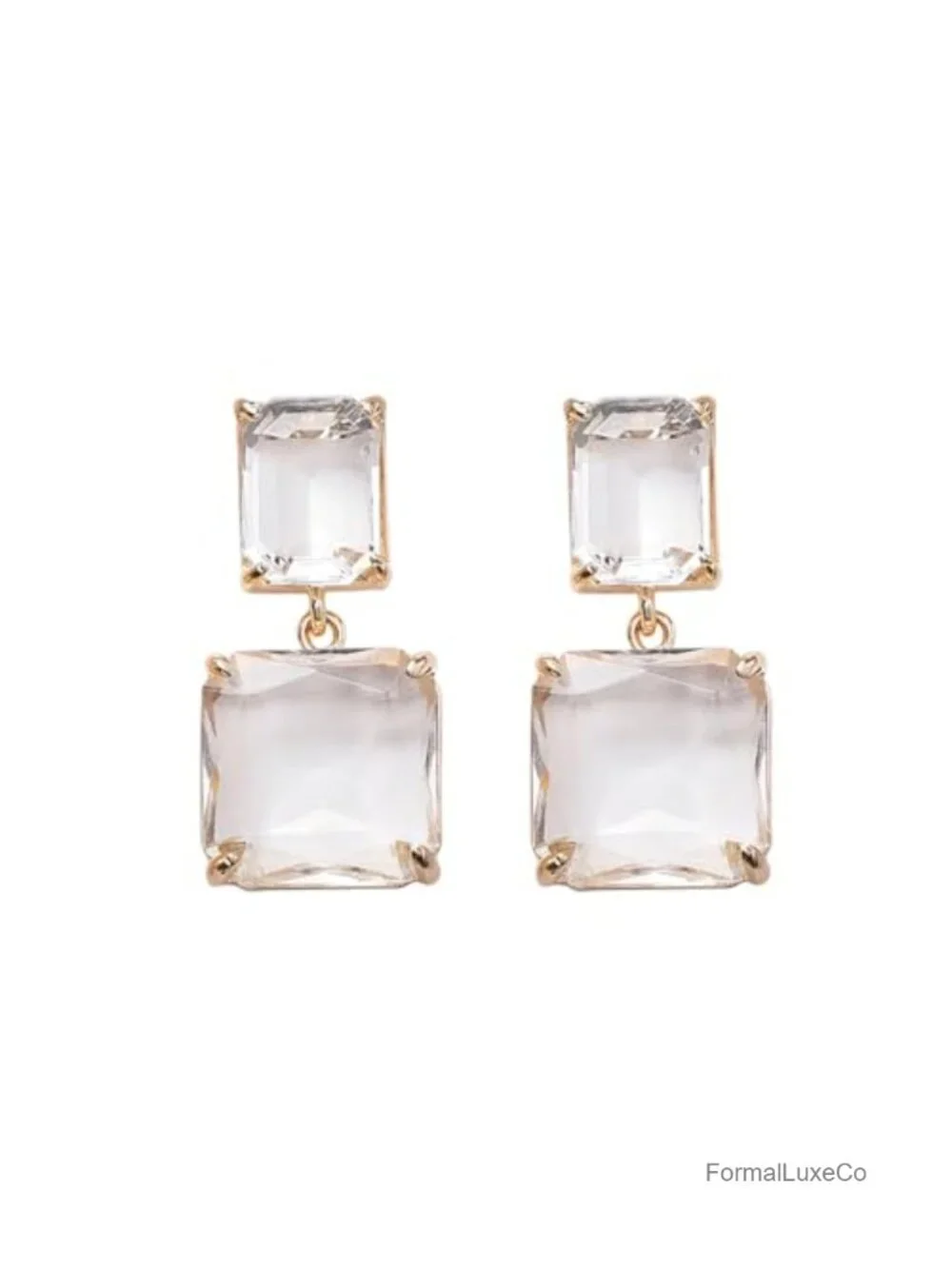 Rhinestone Rectangle Drop Earrings Women Geometric Crystal Wedding Jewelry Gift